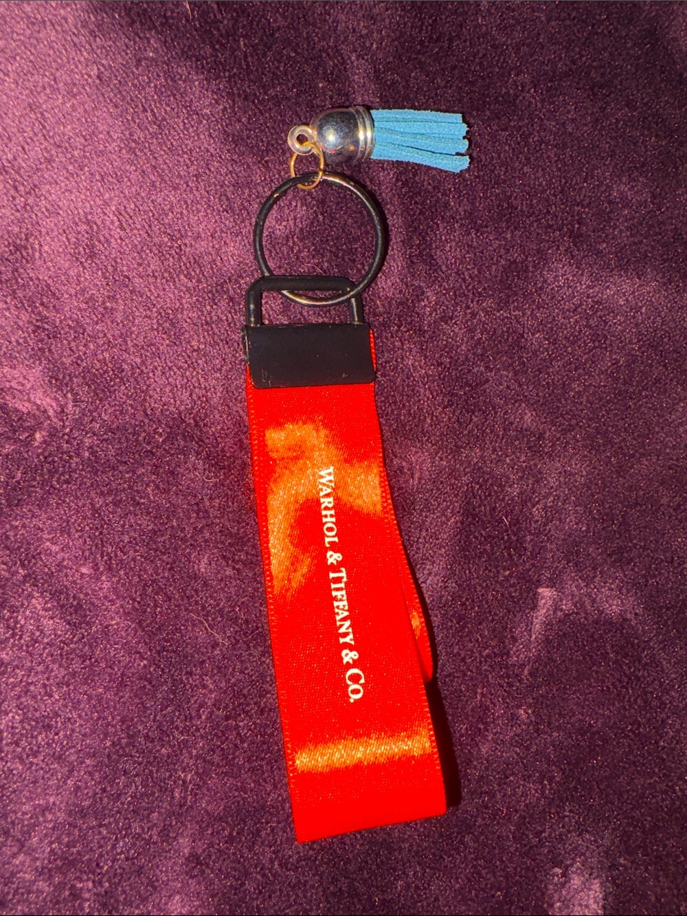 NWOT Tiffany & Co. Red Satin Key & Blue Tassel Charm